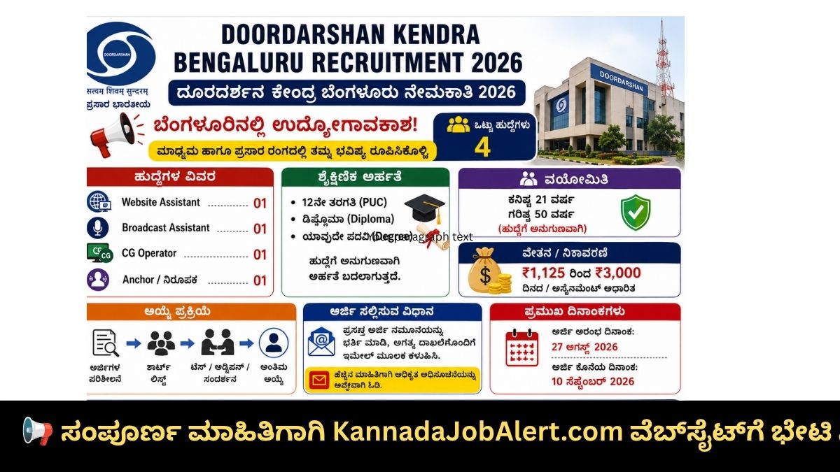 Doordarshan Kendra Bengaluru Recruitment 2026